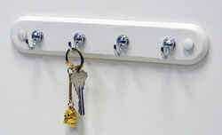 Spectrum 8-1/2 in. L Silver/White Steel/Wood Chrome 4-Hook Key Rack Small 1 pk