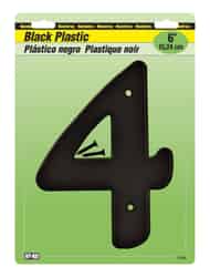 Hy-Ko 6 in. Black Plastic Screw-On Number 4 1 pc.