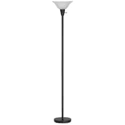 Living Accents Matte Black Torchiere Floor Lamp 70 in.