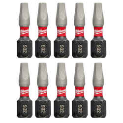 Milwaukee SHOCKWAVE Square Recess 1 in. L x #2 Impact Insert Bit Set 1/4 in. Hex Shank 10 pc.