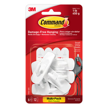 3M Command Small Plastic Hook 6 pk 2-3/8 in. L