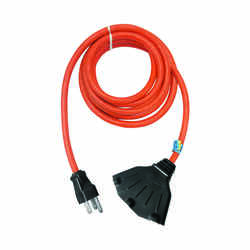 Ace Indoor and Outdoor Orange Triple Outlet Cord 14/3 SJTW 25 ft. L