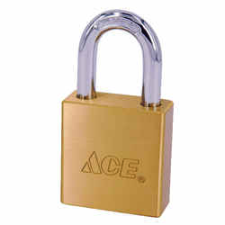 Ace 1-3/4 in. W x 3/4 in. L x 2-3/16 in. H Brass Double Ball Locking Padlock 1 pk