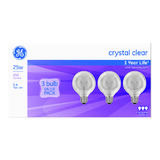 GE Lighting 25 watts G25 Incandescent Bulb 190 lumens White Globe 3 pk