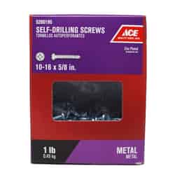 Ace 5/8 in. L x 10-16 Sizes Phillips Pan Head Zinc-Plated Steel Self- Drilling Screws 1 lb.