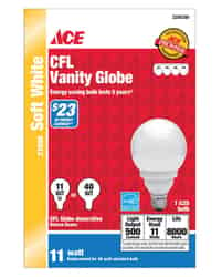Ace 11 watts G25 Soft White CFL Bulb Globe 1 pk 500 lumens