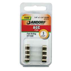 Jandorf AGC 3 amps 250 volt Glass Fast Acting Fuse 4 pk