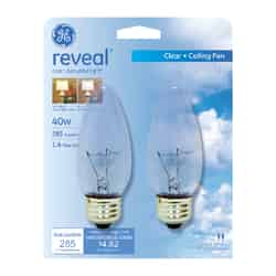 GE Lighting reveal 40 watts B13 Incandescent Bulb 285 lumens White Decorative 2 pk