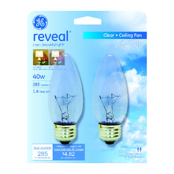 GE Lighting reveal 40 watts B13 Incandescent Bulb 285 lumens White Decorative 2 pk