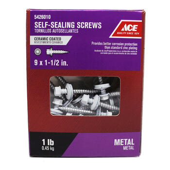 Ace 9 Sizes x 1-1/2 in. L Hex Steel Hex Washer Head 1 lb. Self-Sealing Screws Ceramic