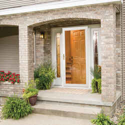 LARSON 81 H x 36 W Aluminum Reversible Self-Storing Storm Door White Full-View