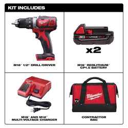 Milwaukee 18 V 1/2 in. Brushed Cordless Compact Drill Kit (Battery & Charger)