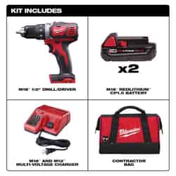 Milwaukee 18 V 1/2 in. Brushed Cordless Compact Drill Kit (Battery & Charger)