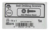 Hillman 1/4-14 Sizes x 1 in. L Hex Hex Washer Head Zinc-Plated Steel Sheet Metal Screws 100 pk