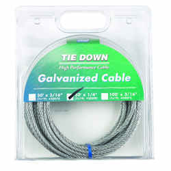 Tie Down Engineering Galvanized Galvanized Steel 1/4 in. Dia. x 50 ft. L Aircraft Cable