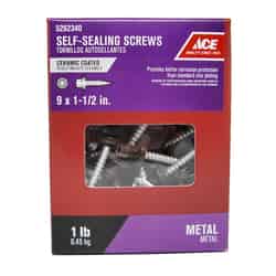 Ace 9 Sizes x 1-1/2 in. L Hex Washer Head Hex Steel Self-Sealing Screws 1 lb. Ceramic