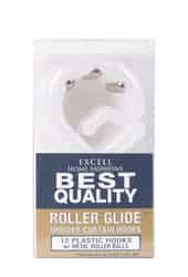 Excell Frosted Plastic Roller Glide Shower Curtain Rings 12 pk White