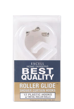 Excell Frosted Plastic Roller Glide Shower Curtain Rings 12 pk White