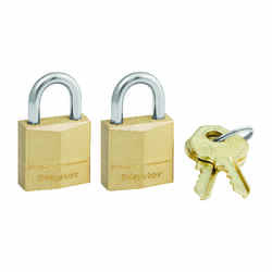 Master Lock 3/4 in. H x 3/4 in. L x 7/16 in. W Brass Pin Cylinder Padlock 2 pk Keyed Alike