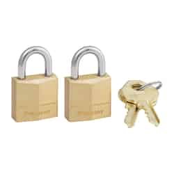 Master Lock 3/4 in. H x 3/4 in. L x 7/16 in. W Brass Pin Cylinder Padlock 2 pk Keyed Alike