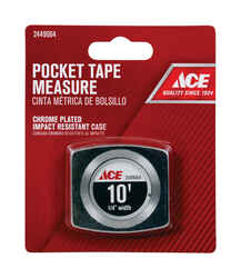 Ace 10 ft. L x 0.25 in. W Pocket Tape Measure Chrome 1 pk