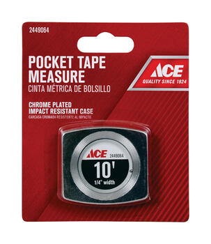 Ace 10 ft. L x 0.25 in. W Pocket Tape Measure Chrome 1 pk