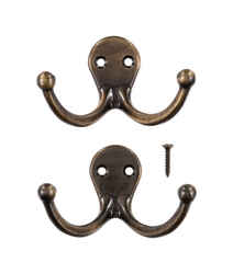 Ace 1-3/4 in. L Bronze Brass Small Double Garment Hook 2 pk Antique Brass