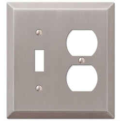 Amerelle Century Brushed Nickel Gray 2 gang Stamped Steel Toggle Wall Plate 1 pk