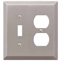 Amerelle Century Brushed Nickel Gray 2 gang Stamped Steel Toggle Wall Plate 1 pk