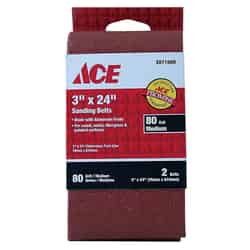 Ace 24 in. L x 3 in. W Aluminum Oxide Sanding Belt 80 Grit Medium 2 pk