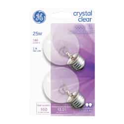 GE Lighting 25 watts G16.5 Incandescent Bulb 160 lumens Cool White Globe 2 pk