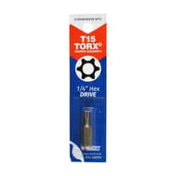 Best Way Tools TORX TORX Tamperproof Bit T15 x 1 in. L 1/4 in. Screwdriver Bit Hex 1 pc.