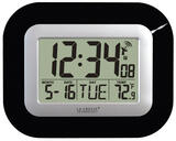 La Crosse Technology 9 in. L x 1-1/2 in. W Indoor Digital Atomic Wall Clock Black/Silver Contem