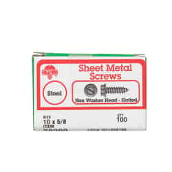 HILLMAN 10 x 5/8 in. L Slotted Hex Washer Steel Sheet Metal Screws 100 per box Zinc-Plated