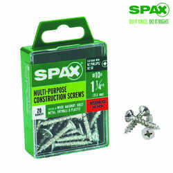 SPAX No. 10 x 1-1/4 in. L Phillips/Square Flat Zinc-Plated Steel Multi-Purpose Screw 20 each