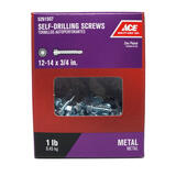 Ace 12-14 Sizes x 3/4 in. L Hex Zinc-Plated Hex Washer Head Steel 1 lb. Self- Drilling Screws