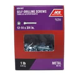 Ace 12-14 Sizes x 3/4 in. L Hex Zinc-Plated Hex Washer Head Steel 1 lb. Self- Drilling Screws
