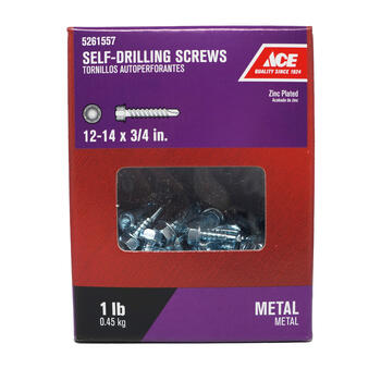 Ace 12-14 Sizes x 3/4 in. L Hex Zinc-Plated Hex Washer Head Steel 1 lb. Self- Drilling Screws