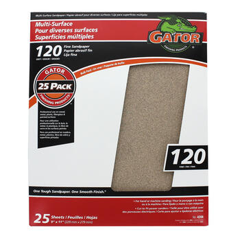 Gator 11 in. L X 9 in. W 120 Grit Aluminum Oxide All Purpose Sandpaper 1 pk