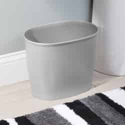 InterDesign Kent Silver Oval 8 in. W Trash Can
