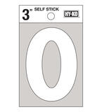 Hy-Ko 3 in. White Vinyl Self-Adhesive Number 0 1 pc.