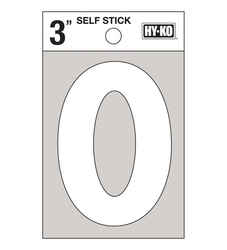 Hy-Ko 3 in. White Vinyl Self-Adhesive Number 0 1 pc.