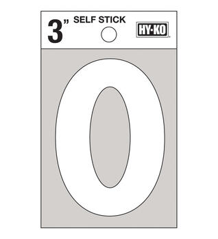 Hy-Ko 3 in. White Vinyl Self-Adhesive Number 0 1 pc.