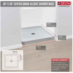 Delta Bathing System Classic 3.5 in. H x 36 in. W x 36 in. L White Acrylic Center Drain Square
