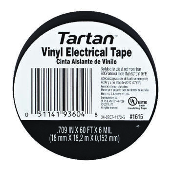 3M Tartan 11/16 in. W x 60 ft. L Black Electrical Tape Vinyl