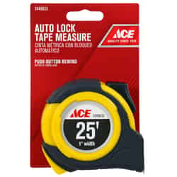 Ace 25 ft. L x 1 in. W Auto Lock Tape Measure Yellow 1 pk