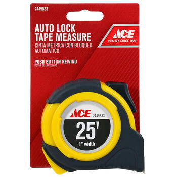 Ace 25 ft. L x 1 in. W Auto Lock Tape Measure Yellow 1 pk