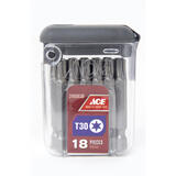 Ace T30 x 2 in. L Screwdriver Bit 1/4 in. 18 pk S2 Tool Steel Quick-Change Hex Shank Torx