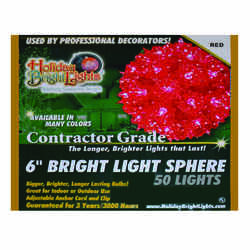Holiday Bright Lights Incandescent Contractor Sphere Light Red 12 ft. 50 lights