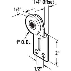 Prime-Line 1 in. D X 1/4 in. L Mill Plastic/Steel Wardrobe Door Roller Assembly 2 pk
